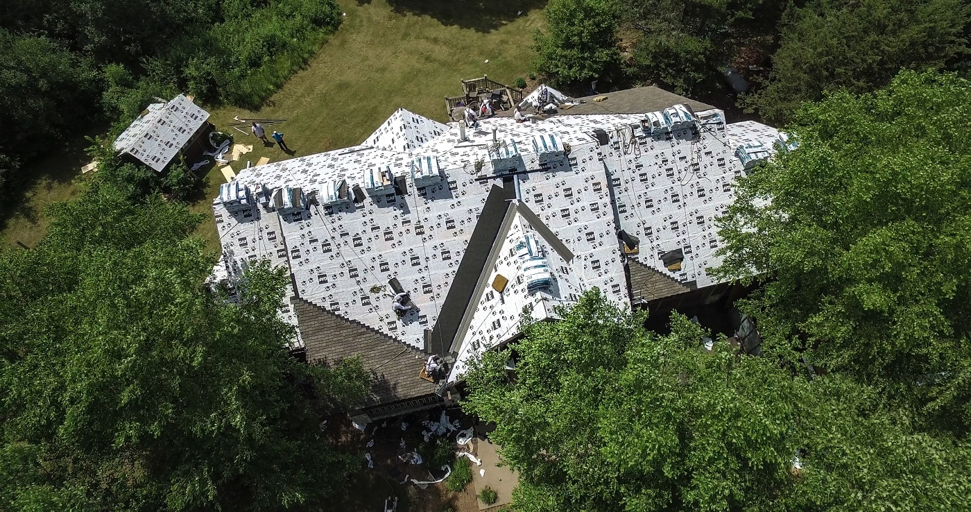 new roof being installed on home in St. Paul