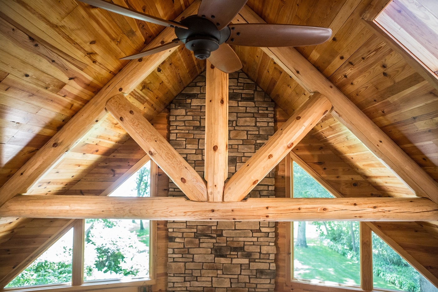 vaulted ceiling of Forest Lake home