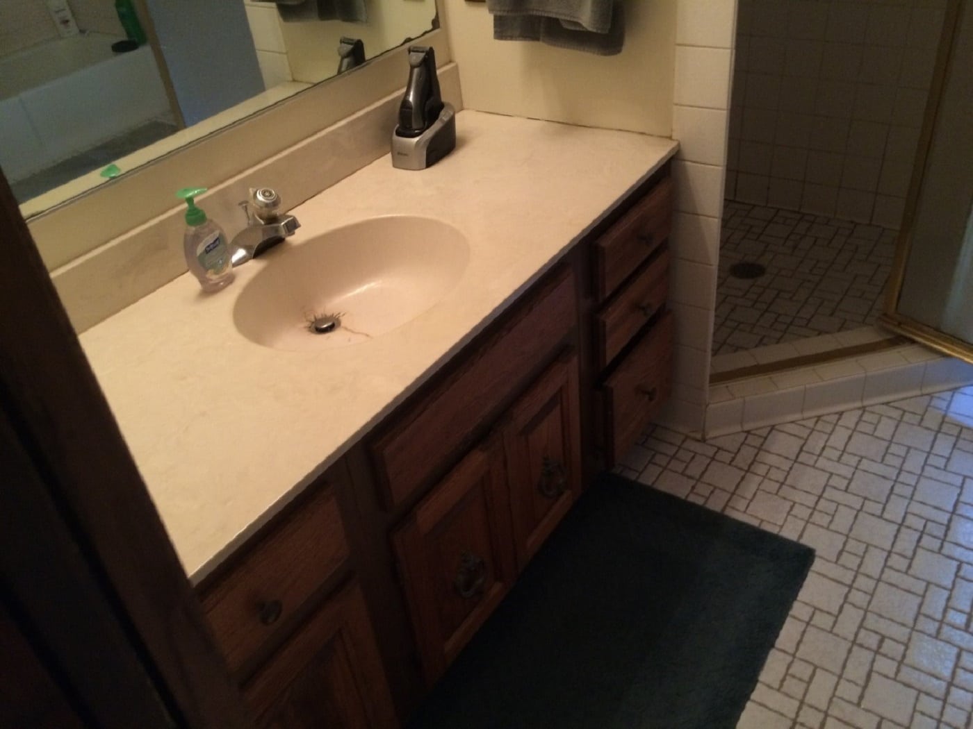 bathroom counter before interior remodeling