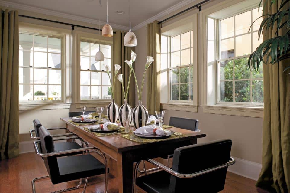 double hung windows in dining room