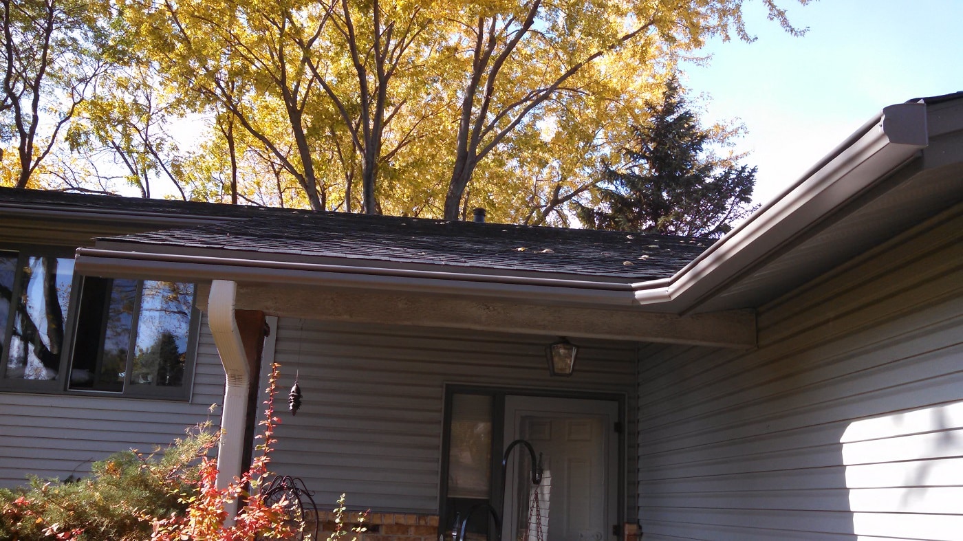 new Leafguard gutters installed on Blaine home