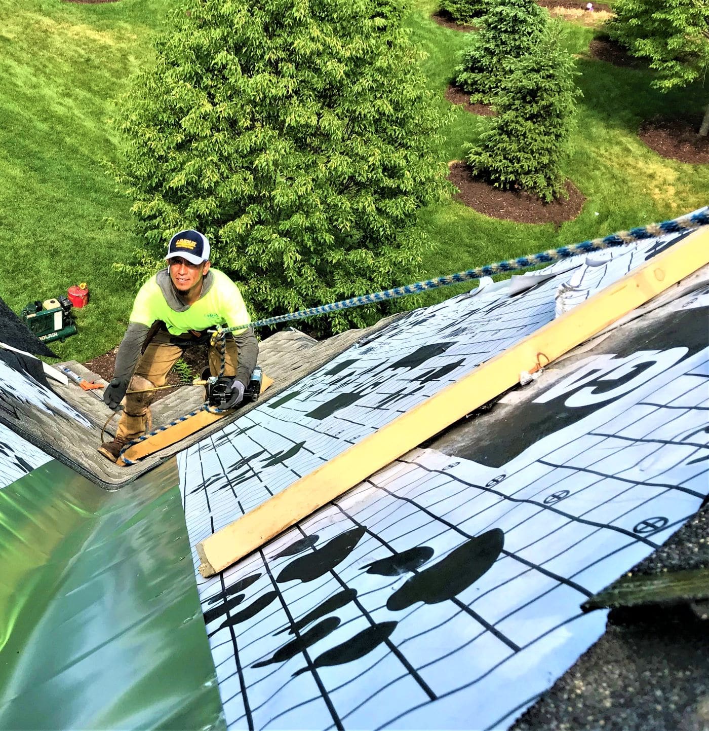 roofer installing a new residential roof 