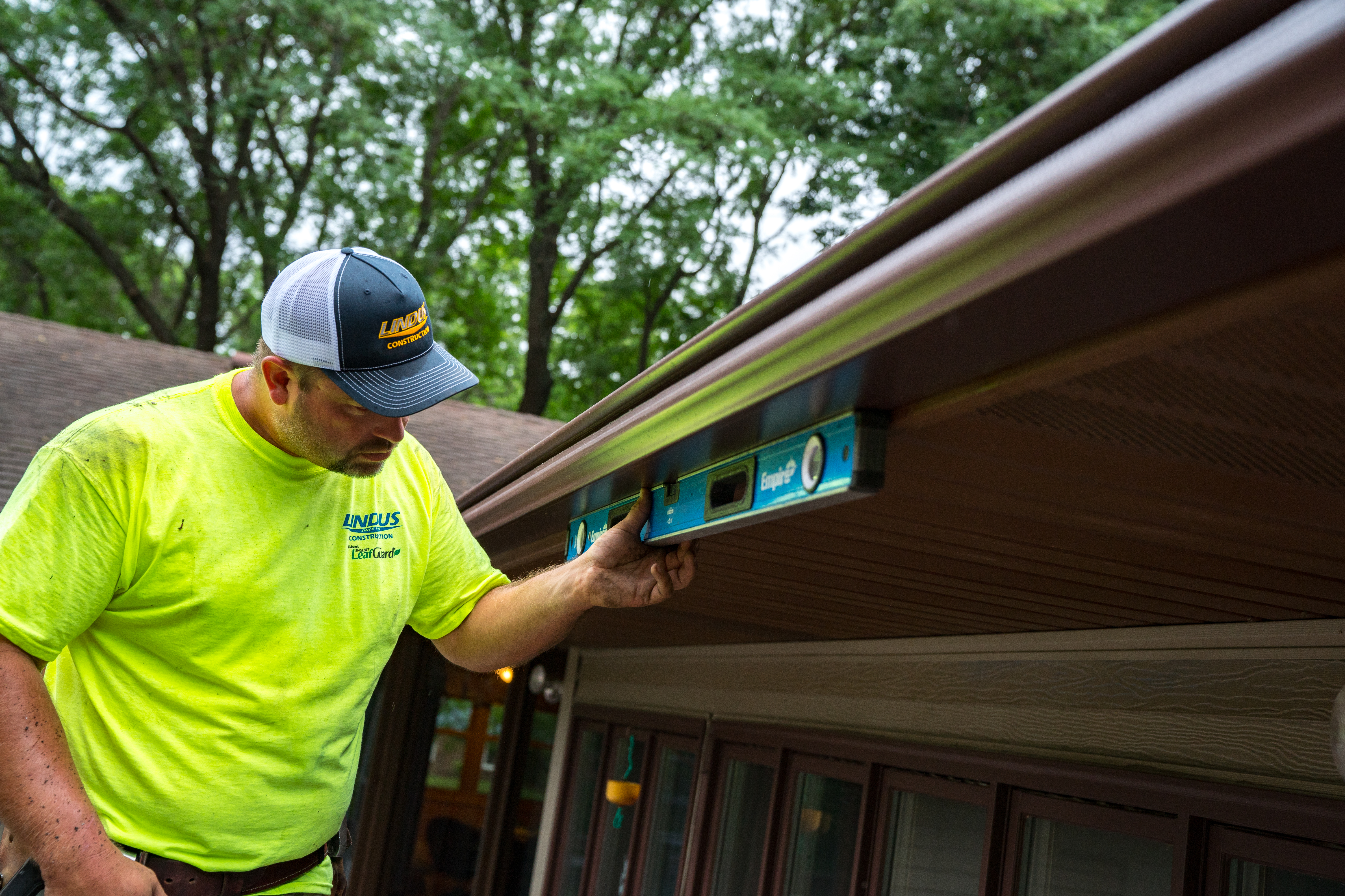 Gutter installation on a home.